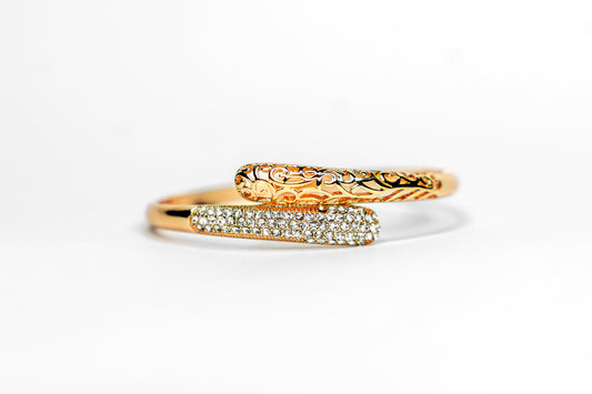 Gold-Tone white stone Statement Bracelet for Women